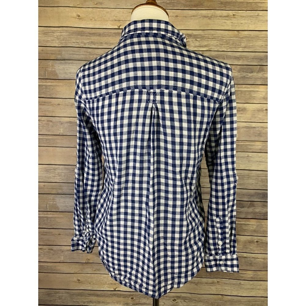 American Eagle Womens Small Boyfriend Fit Blue Buffalo Plaid Button Down m - Picture 4 of 9